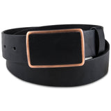 Sun + Stone Men's Bonded Leather Plaque Buckle Belt Black Size Regular