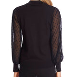 Cece Women's Long Sleeve Sweater, Mock Neck, Contrast Design-Black, Size M