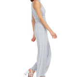 Moon River Women's Polka Dot Halter Neck Wide Leg Jumpsuit White/Blue Size S