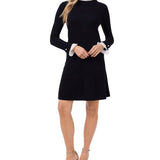 CeCe Women's Ruffle Collar Long Sleeve Sweater Dress Black Size X-Small