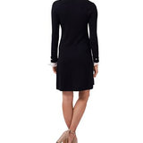 CeCe Women's Ruffle Collar Long Sleeve Sweater Dress Black Size X-Small