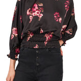 Vince Camuto Women's Vermillion Floral Smocked Waist Top Size Medium