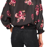 Vince Camuto Women's Vermillion Floral Smocked Waist Top Size Medium
