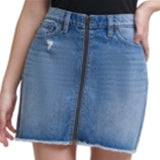 Calvin Klein Women's Zip Front High Rise Denim Skirt Blue Size 25