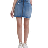 Calvin Klein Women's Zip Front High Rise Denim Skirt Blue Size 25