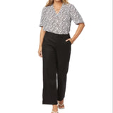 NYDJ Women's The Trouser Linen Blend Pants Black Size 2