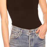 Susana Monaco Square Triangle Stretch Knit Top in Black Size Large