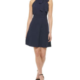 Vince Camuto Women's Bow Neck Fit & Flare Dress Blue Size X-Small