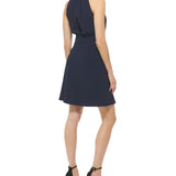 Vince Camuto Women's Bow Neck Fit & Flare Dress Blue Size X-Small
