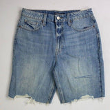 Lucky Brand Women's Destroyed Hem Cutoff Denim Bermuda Shorts Blue Size 27