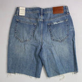 Lucky Brand Women's Destroyed Hem Cutoff Denim Bermuda Shorts Blue Size 27