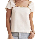 Faherty Women's Embroidered Blouse, White, Size XS
