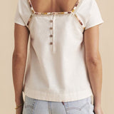 Faherty Women's Embroidered Blouse, White, Size XS