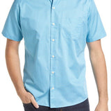 Peter Millar Marshall Print Cotton Short Sleeve Button-Up Shirt In Blue Opal Size Medium
