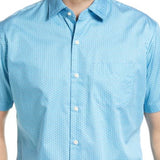 Peter Millar Marshall Print Cotton Short Sleeve Button-Up Shirt In Blue Opal Size Medium