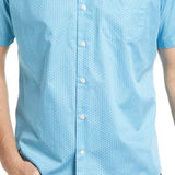 Peter Millar Marshall Print Cotton Short Sleeve Button-Up Shirt In Blue Opal Size Medium