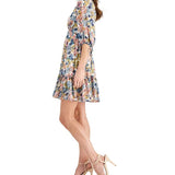 Taylor Women's Floral Print Smocked Waist A Line Dress White Size 6 Petite