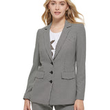 Karl Lagerfeld Paris Women's Houndstooth Button Front Blazer Black Size 14
