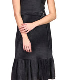 Michael Kors Women's Belted Striped Midi Dress Black Size Large