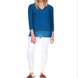 Michael Kors Women's Layered Mixed Media Top Blue Size Petite X-Large