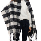 INC International Concepts Women's Buffalo Check Blanket Scarf Black Size Regular