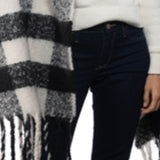 INC International Concepts Women's Buffalo Check Blanket Scarf Black Size Regular
