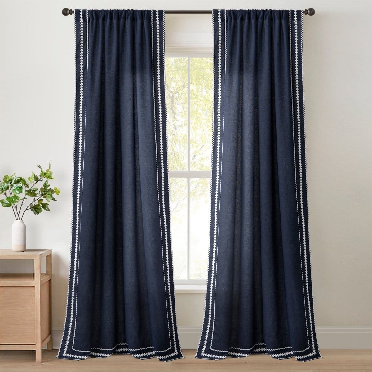 SteinMart.com | Olivia Ric Rac Embroidery Border Window Curtain Panel ...