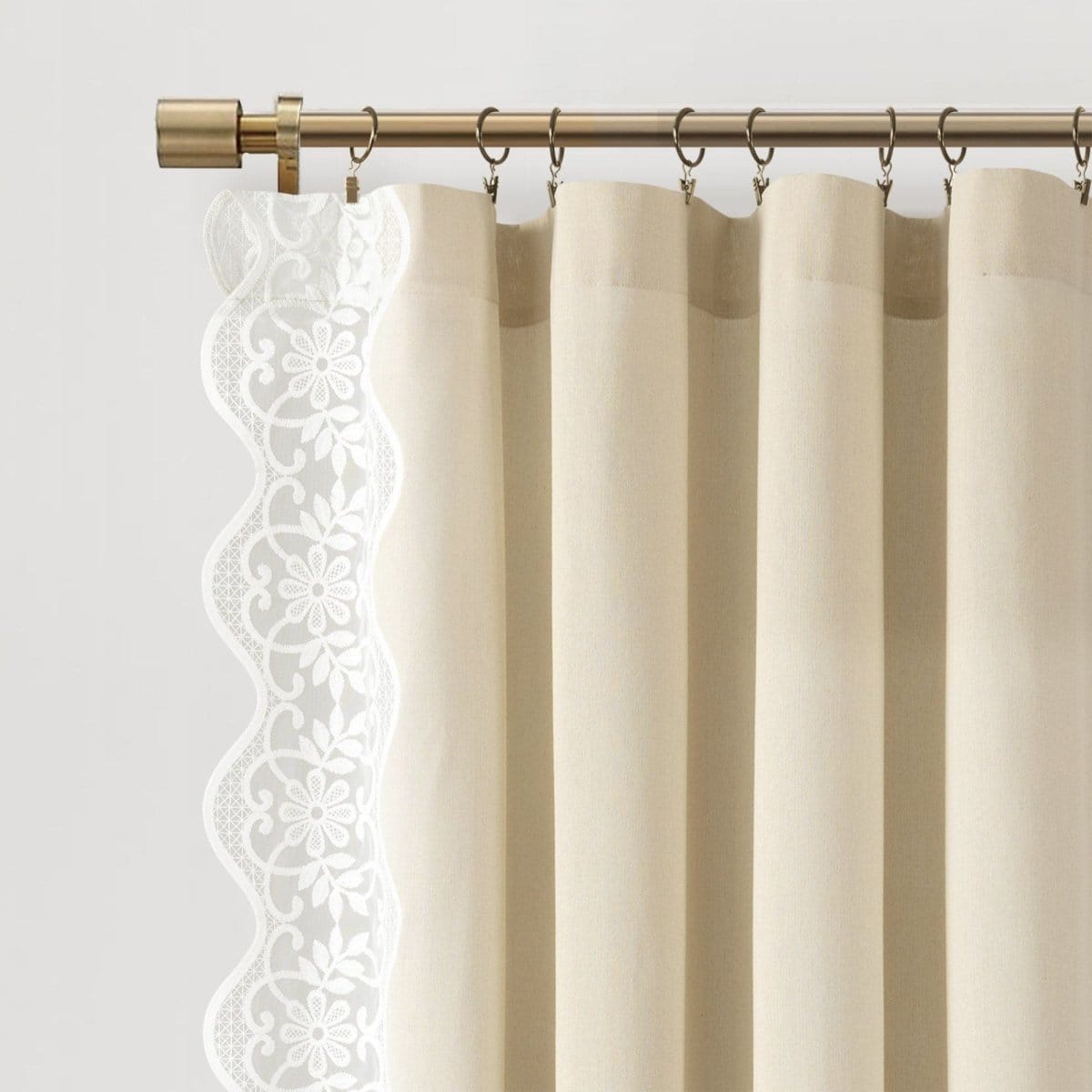 Scalloped Edge Lace Border Window Curtain Panel