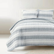 Yarn Dyed Textured Stripe Waffle Quilt 3 Piece Set