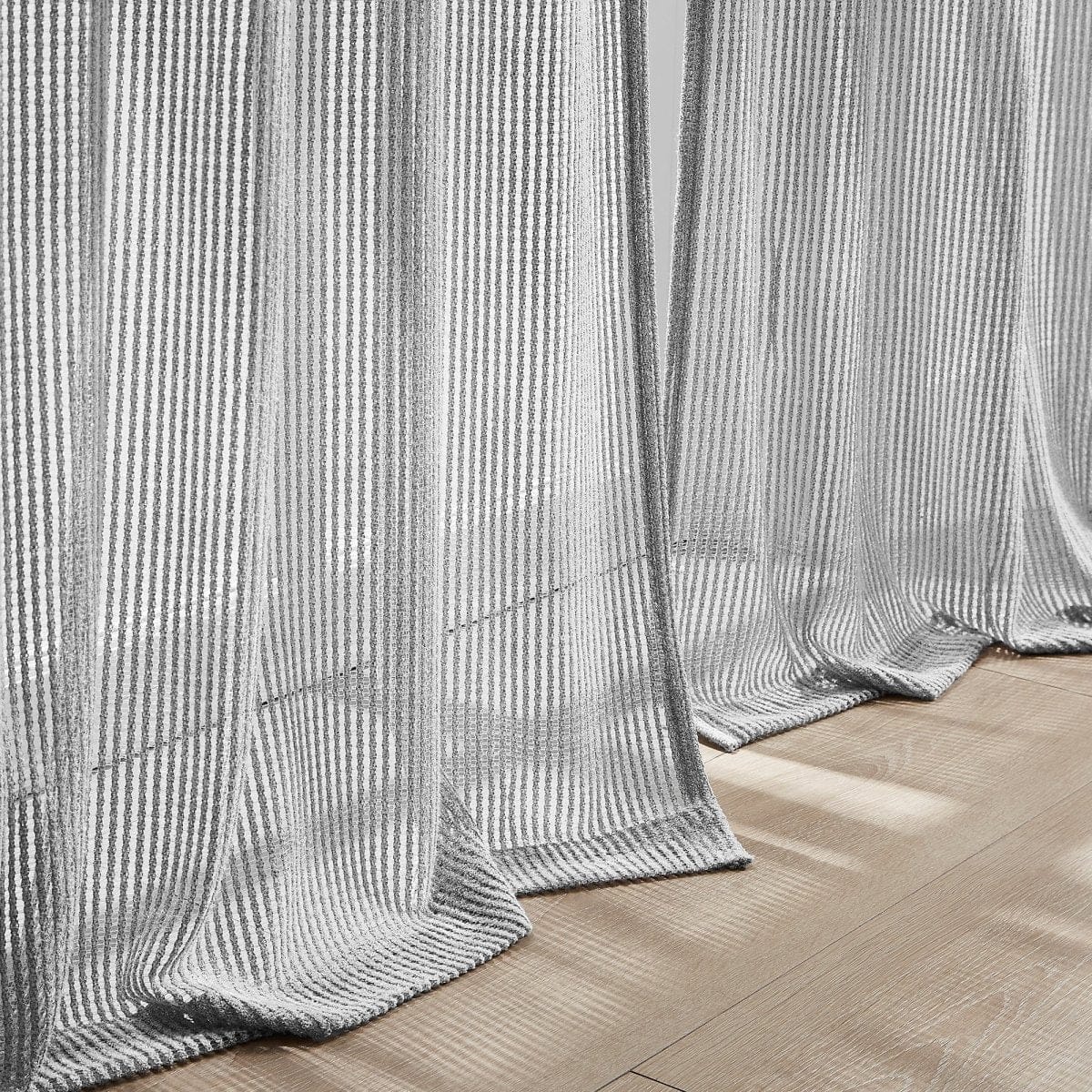Milla Knitted Textured Sheer Window Curtain Panel Pair