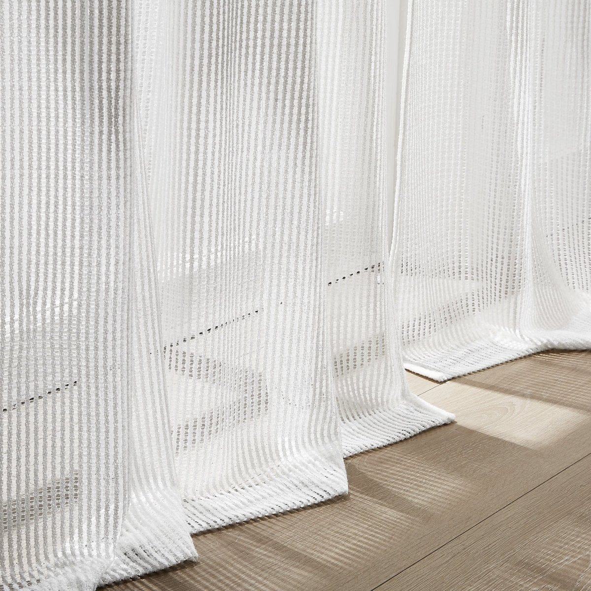 Milla Knitted Textured Sheer Window Curtain Panel Pair