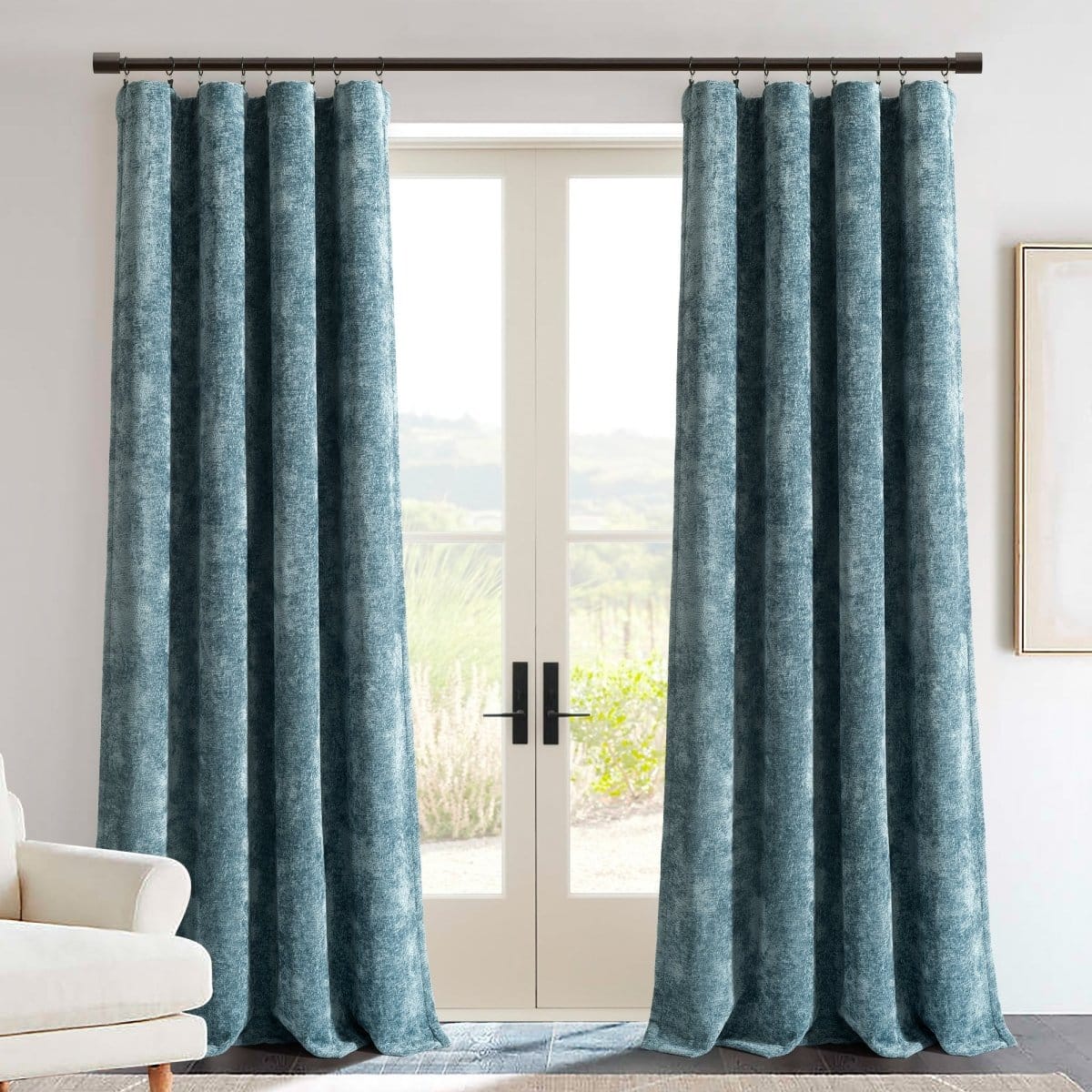 Aspen Luxury Velvet Chenille Window Curtain Panel