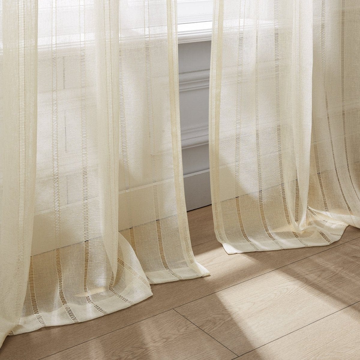 Calia Textured Stripe Sheer Window Curtain Panels