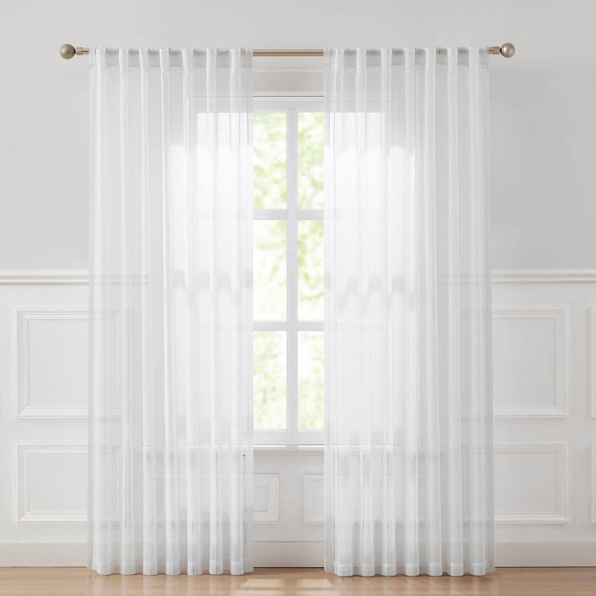 Calia Textured Stripe Sheer Window Curtain Panels