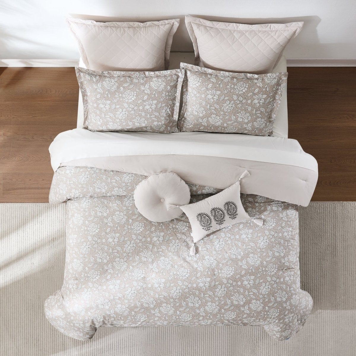 Zara Floral Block Cotton Comforter 8pc Set