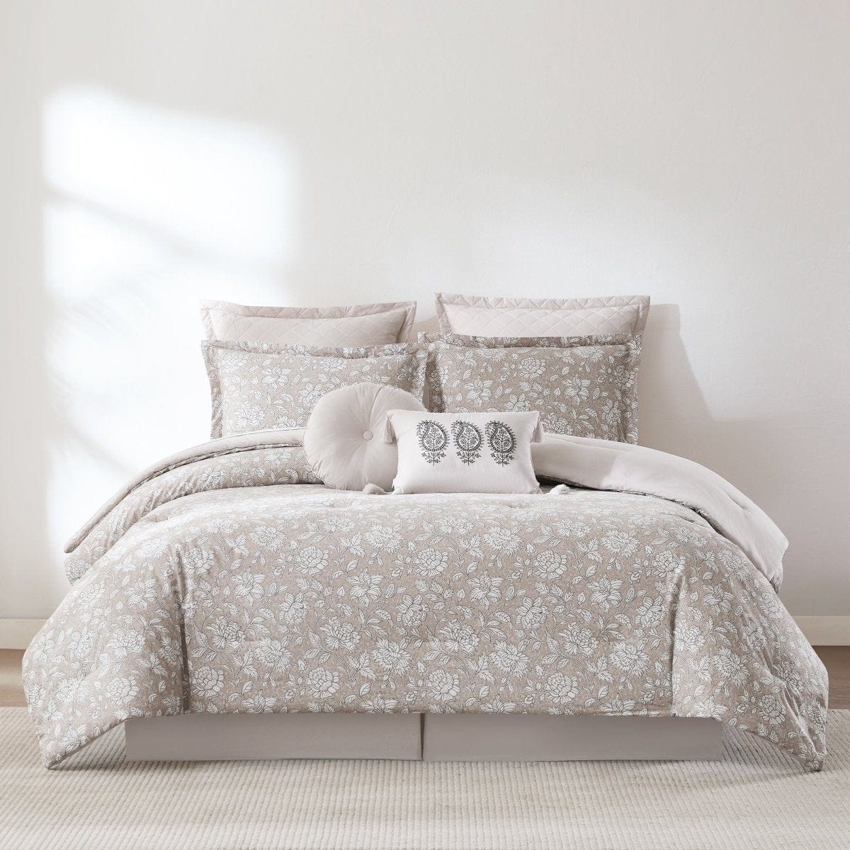 Zara Floral Block Cotton Comforter 8pc Set