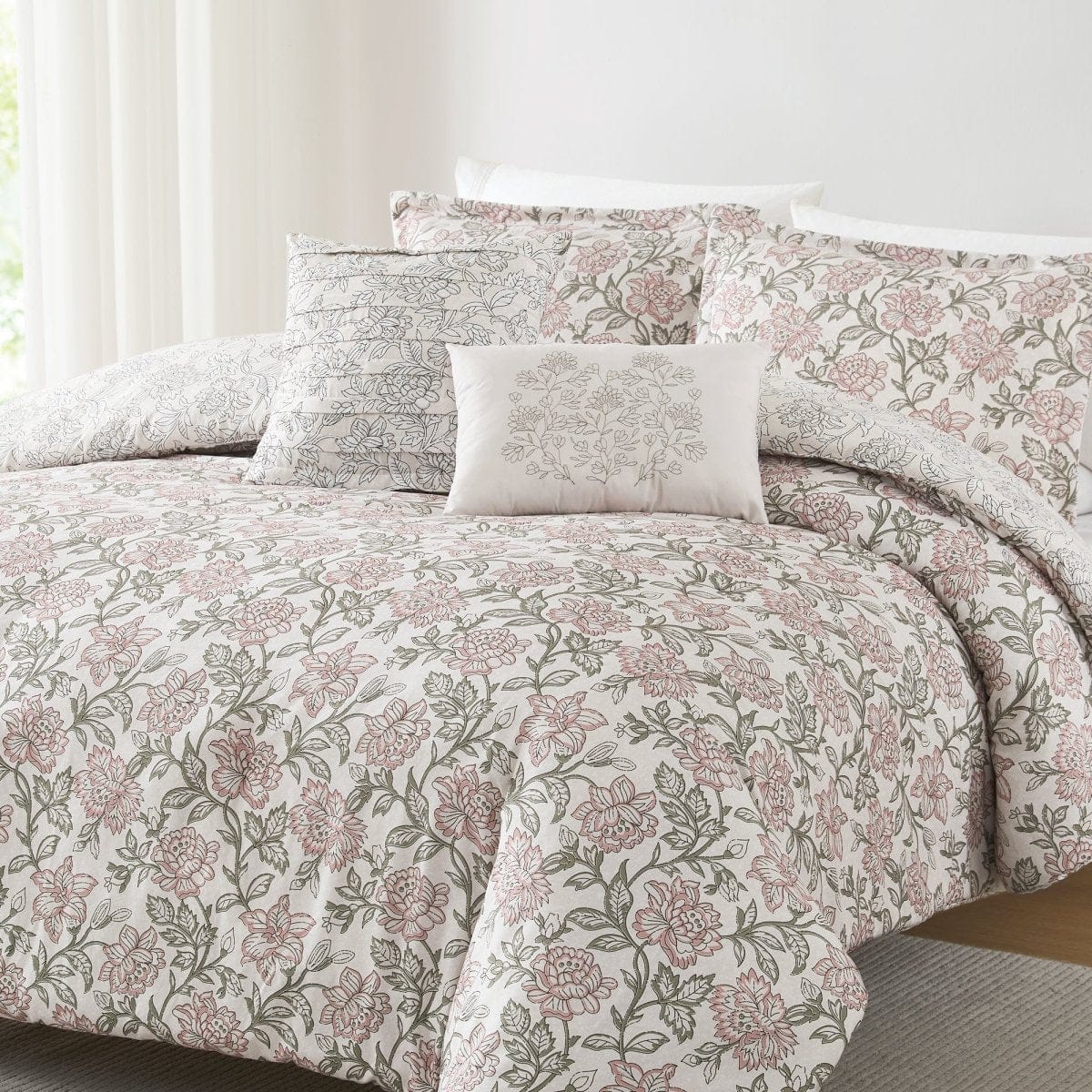 Zara Floral Block Reversible Comforter 5pc Set