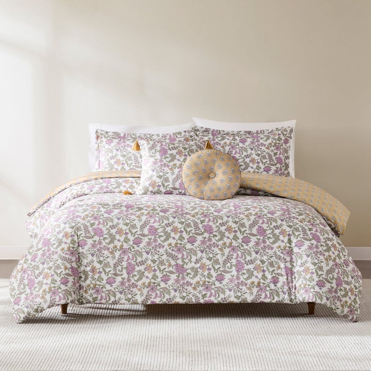 Lillian Block Print Reversible Comforter Set 5pc