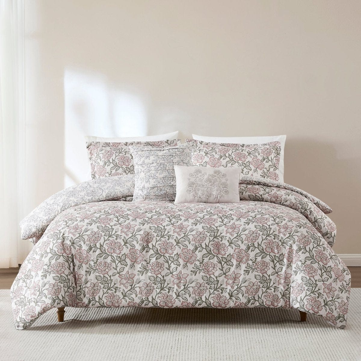 Zara Floral Block Reversible Comforter 5pc Set