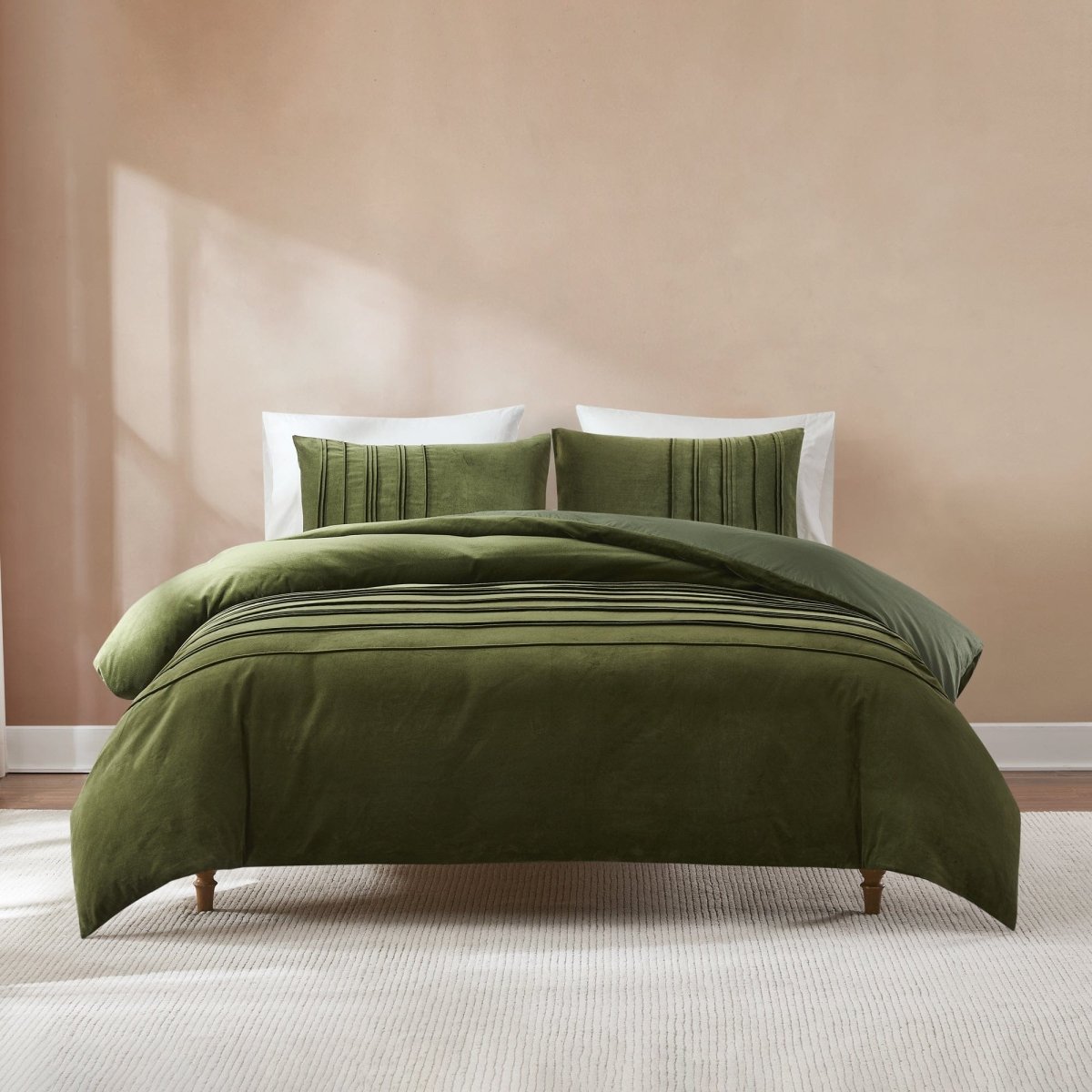 Pleated Groove Velvet Duvet Cover Set