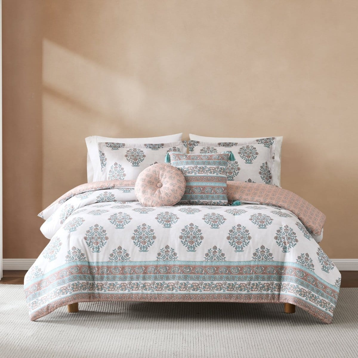 Sofia Flower Block Bouquet Comforter 5pc Set
