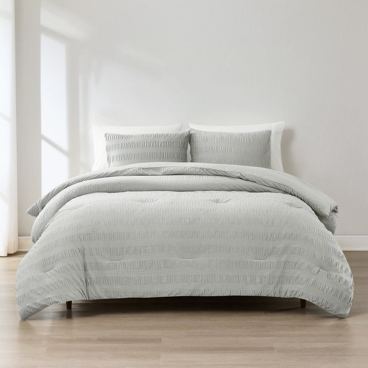 Azalea Ruched Velvet Stripe Comforter Set