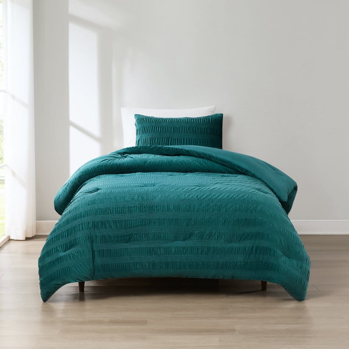 Azalea Ruched Velvet Stripe Comforter Set