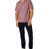DKNY Men's Hertford Regular Fit Stretch Geo Print Camp Shirt Red Size Medium