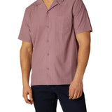 DKNY Men's Hertford Regular Fit Stretch Geo Print Camp Shirt Red Size Medium