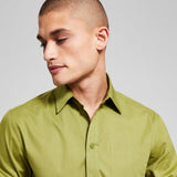 And Now This Men's Poplin Long Sleeve Button Up Shirt Green Size X-Large