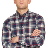 Barbour Men's Tailored Fit Plaid Button Up Flannel Shirt Blue Size Large