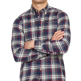 Barbour Men's Tailored Fit Plaid Button Up Flannel Shirt Blue Size Large