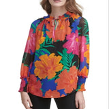 Calvin Klein Women's Printed Tie Neck Top Black Size Large