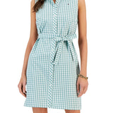 Tommy Hilfiger Women's Gingham Print Woven Dress Belted Size M